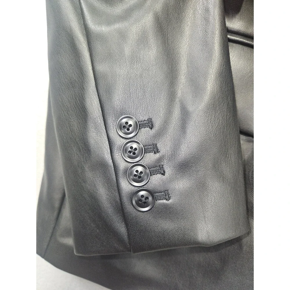 J. Ferrar Mens Black Faux Leather Slim Fit Blazer Jacket XXL 552-0786 0109